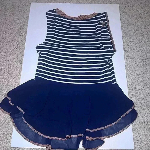 Anthropologie Postmark Postage Stamp Blue Striped Chiffon Tank Top Size Medium - Picture 3 of 6